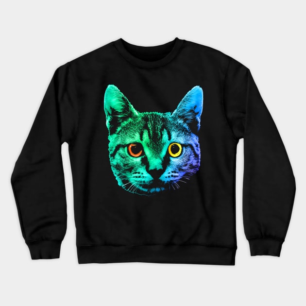 Big Cat Face Crewneck Sweatshirt by robotface